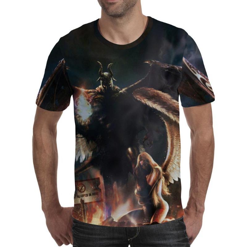 Men T Shirt Spirit Anime 3D Fluorescent Angel Print T Shirt Unisex-Adult Hipster 3D T Shirts