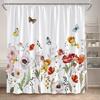 Floral Shower Curtain Blue Purple Pink Watercolour Flowers Plant Modern Minimalist Polyester Bathroom Decor Bath Curtains Set