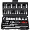 46-Piece Multifunctional Ratchet & Socket Wrench Tool Set for Cars and Motorcycles