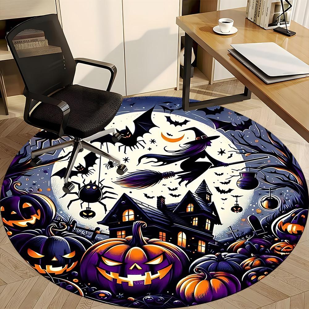 1pc Halloween Spooky Office Round Area Rug, Under Office Chairs Bedroom Living Room Home Decor, Room Deco, Available in Various Sizes