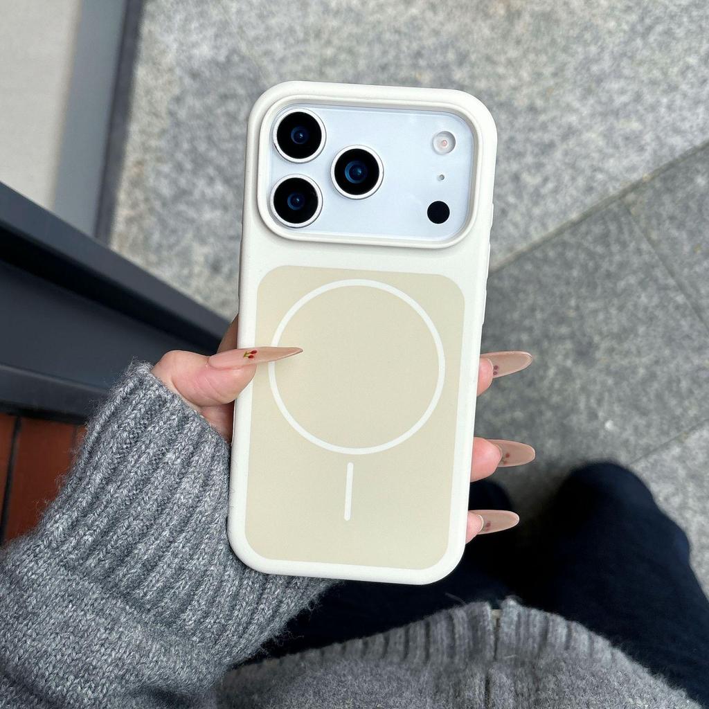 Dual-Color Liquid Silicone Magnetic Ring Case for iPhone 17 Pro Max - Skin-Feel Finish