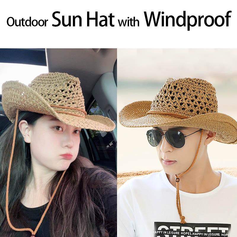 Summer Sun Hat Men Women Vintage Western Chapeau Cowgirl Cowboy Hat Outdoor Beach Jeans Sunhat Straw Caps