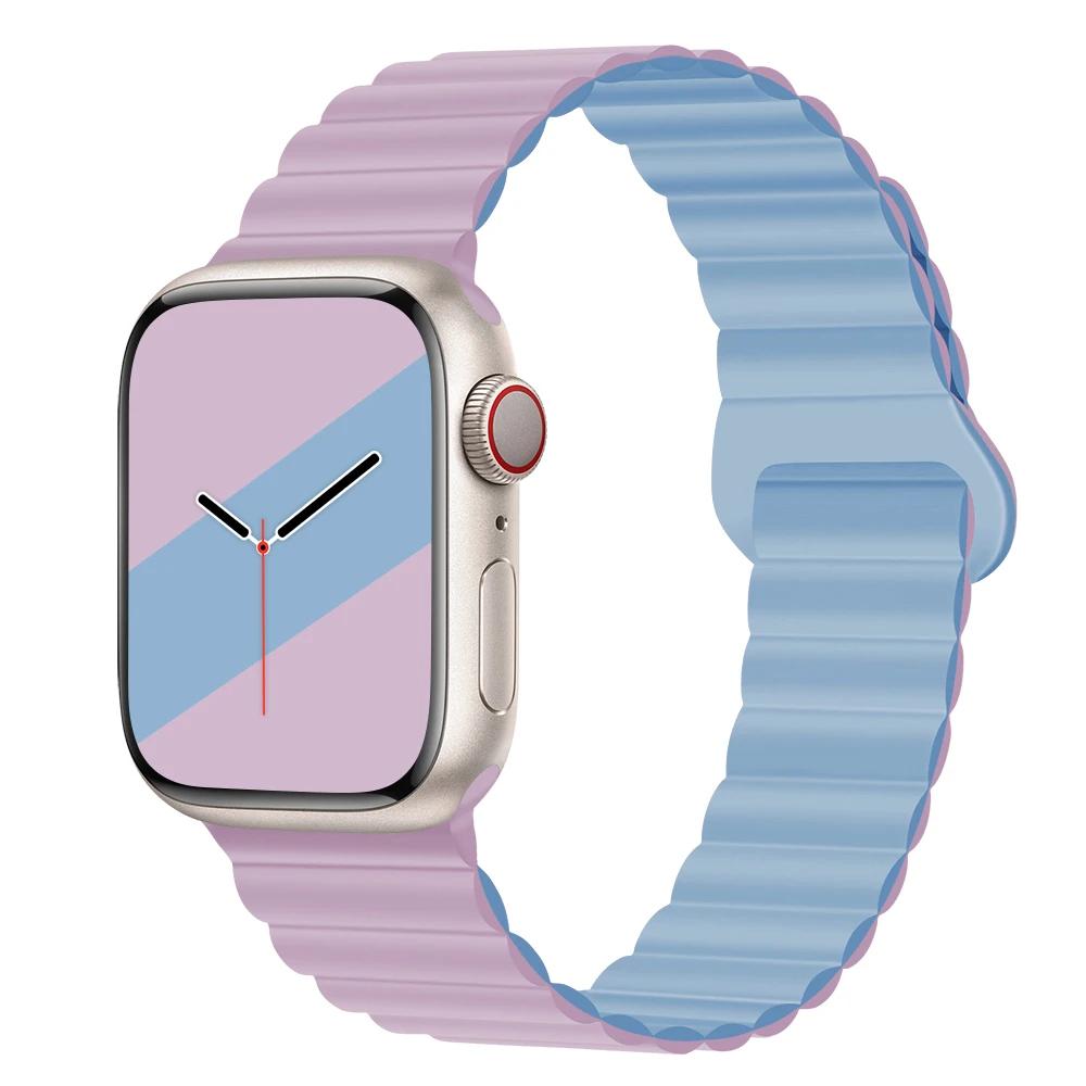 Magnetyczny Pasek Silikonowy Sportowy Bransoletki Do Apple Watch 41mm 42mm 44mm 45mm 46mm 49mm iWatch Seria 11 10 9 8 7 6 5 4se