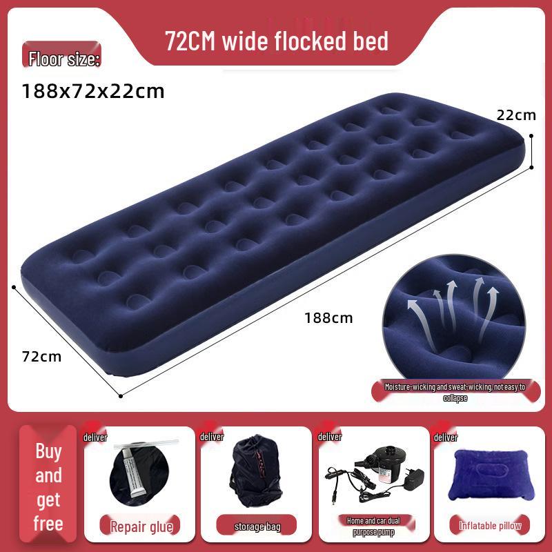 Inflatable Plush Mattress - Single/Double Foldable Floor Bed for Home Use