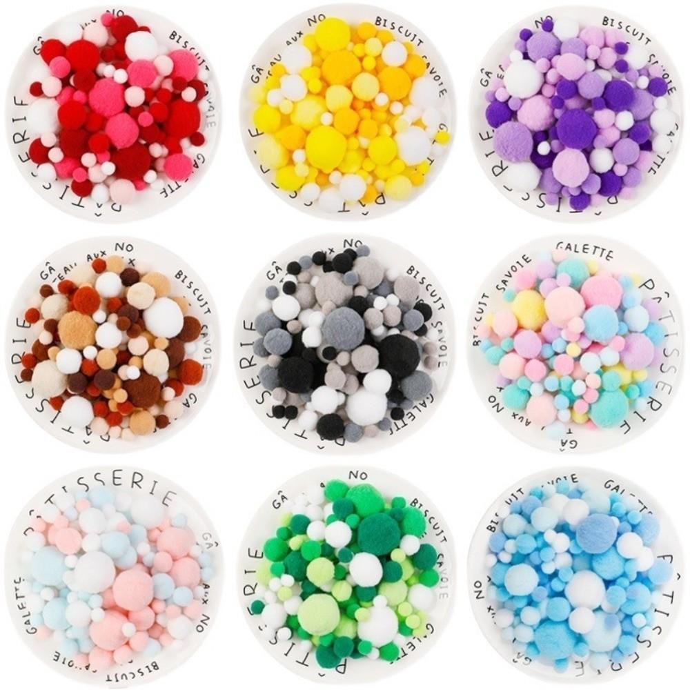 New Craft DIY Pompom Fluffy Balls 10-30mm Pompoms Fur Ball Mixed Size Multicolor Macaron Pompoms Kids Toy