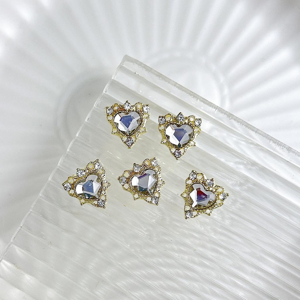 Xi Fei Hui Palace Alloy Nail Art Jewelry New Chinese-Style Explosive Flash Fertilizer Square Love Water Drop Diamond Palace Armor With Diamond
