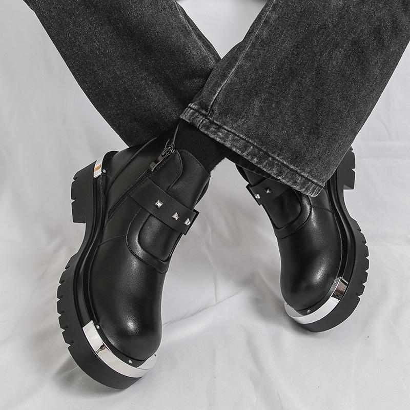 

Большого размера ботинки Мартин мужские новые кожаные ботинки с высоким верхом мужские кожаные ботинки на толстой подошве мужские ботинки в стиле милитари с круглым носком ботинки для мотоциклистов для внешней торговли 46 чёрный