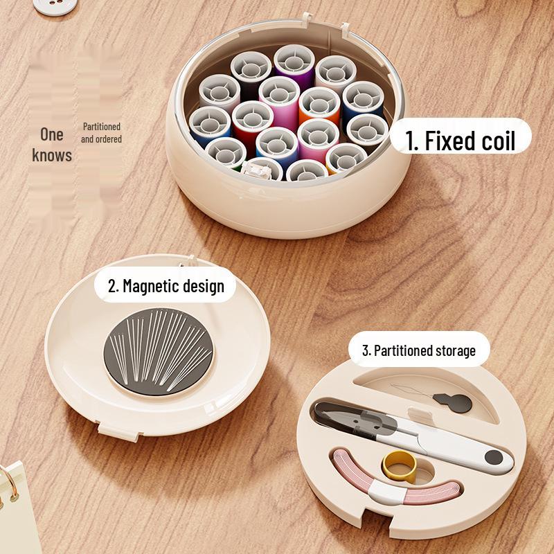 Portable Luxury Magnetic Sewing Kit: Household Needle & Thread Box for Repairs, Including Hand Sewing Tools, Perfect for Dorms and Travel.