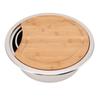 360x120mm 14.17x4.72in RV 304 Stainless Steel Sink Round Hand Wash Basin Sink with Bamboo Chopping Block for Boat