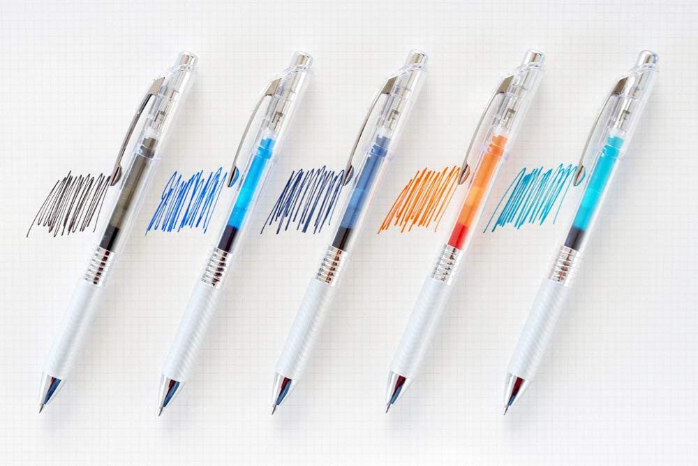 Pentel EnerGel Infree Gel Ink Ballpoint Needle Turquoise Blue Set of 5 Pens, 0.5mm, Tip, Ink,