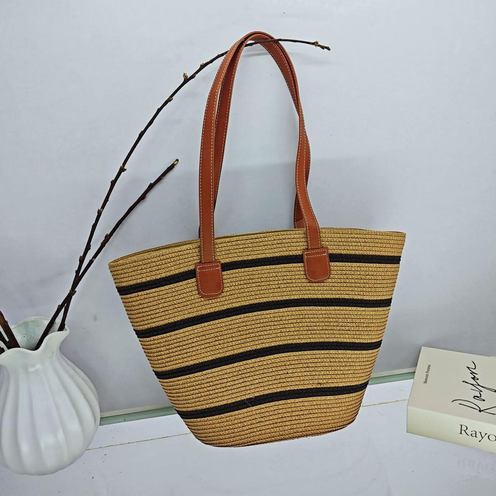 Strohtasche Damen Sommer Rattan Tasche Tragetasche Wind Schulter Strandtasche Nische Literarisch Neu