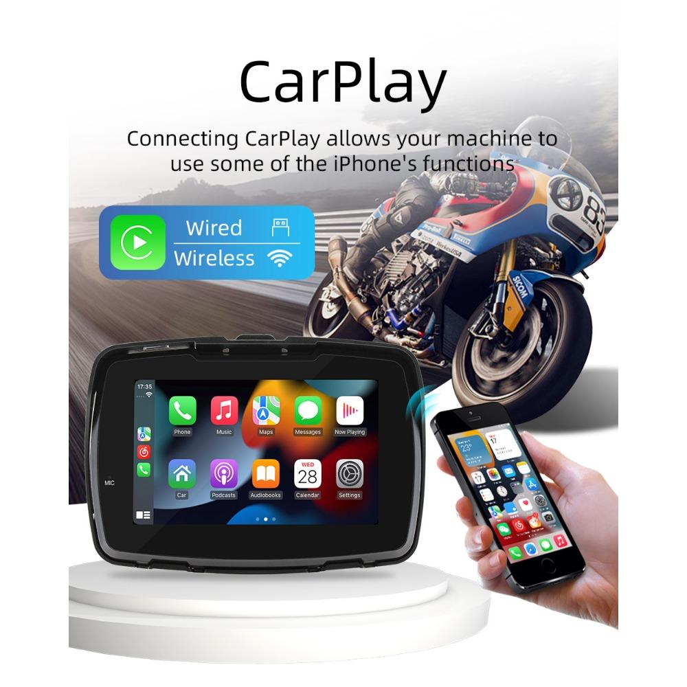 5 zoll Tragbare Motorrad GPS Navigation LCD Display Bildschirm Drahtlose Android Auto Carplay IPX7 Wasserdicht Monitor Moto Auto Spielen