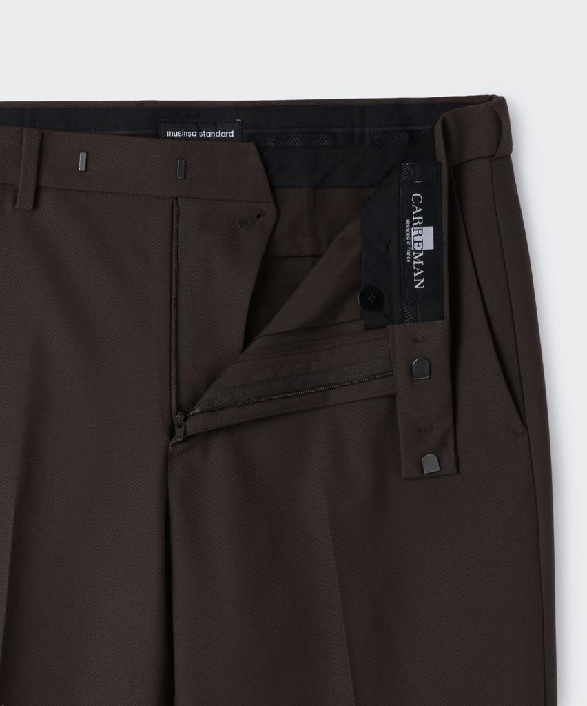 MUSINSA STANDARD Whipcord Straight Hidden Banding Slacks [Dark Brown]
