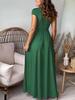 Women's Deep V-neck Pleated High-waisted Slit Evening Gown