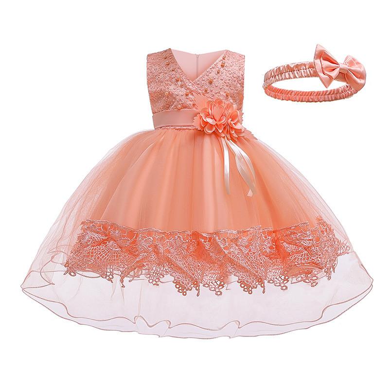 Prinsessenjurk voor Baby Meisjes Met Parels En Kant Voor Lente Zomer Herfst Winter