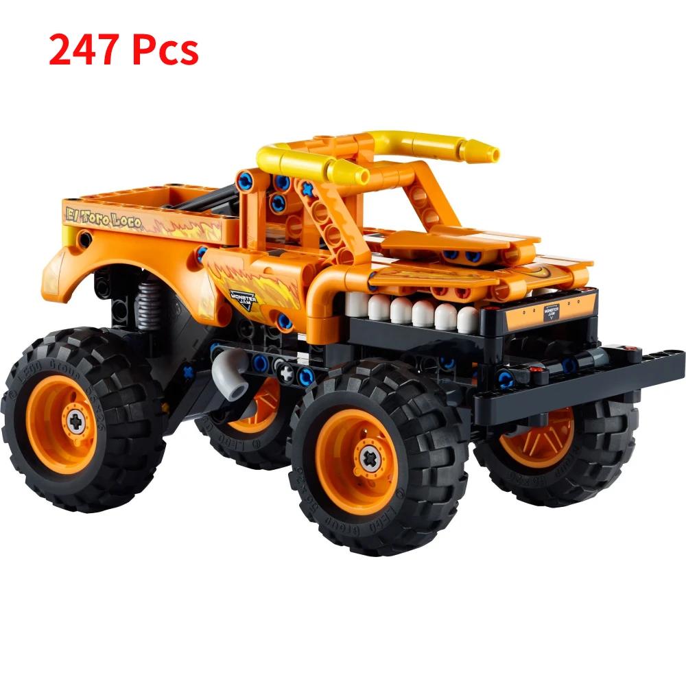 LEGP Technical Monster Off Road Vehicle Building Blocks Set 2 in 1 Stunts Pull Back Car Children Toys For Boys Christmas Gifts