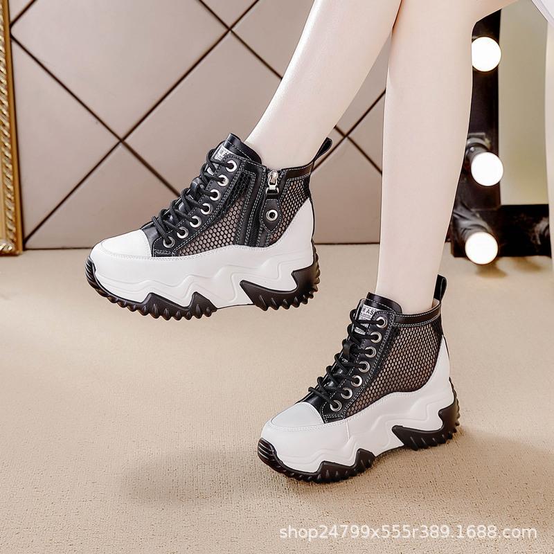 Thick-soled inner height-increasing women's shoes autumn and winter new versatile fashion cm breathable casual high-top shoes women's shoes