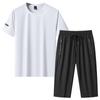 Large Size Sports Suit Men's Short Sleeved Two-piece Set Men's Running and Fitness Clothes Summer Loose Thin Ice Silk Sportswear