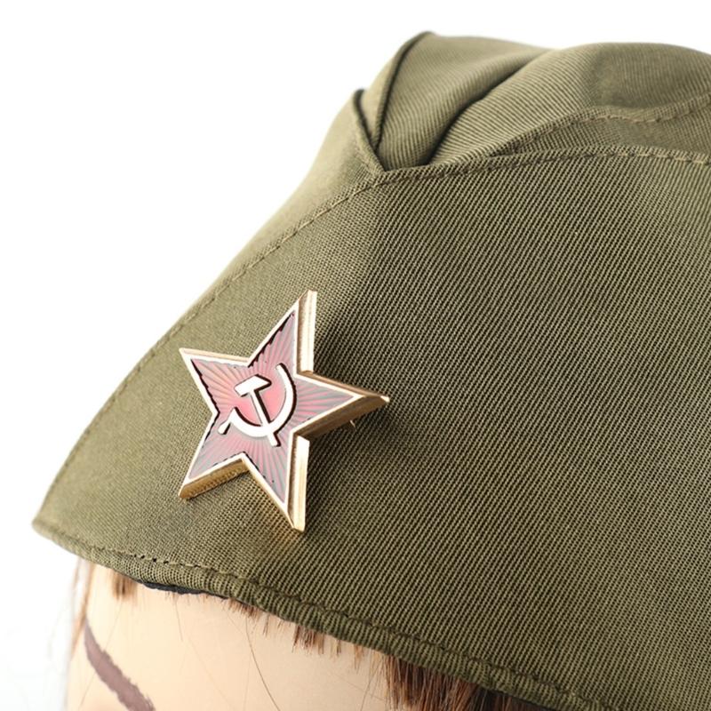 Adjustable Russian Boat Hat Garrison Hat with Star for Stage Performances and Cosplay Parties Dancing Event Headpiece