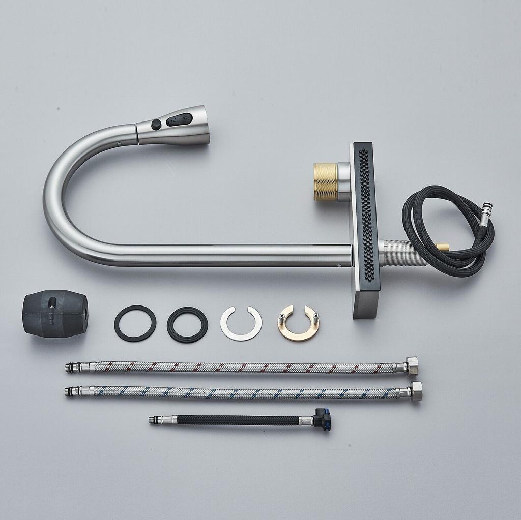 Rostfritt stål Pull Out Vattenfall Köksblandare Köksdiskblandare