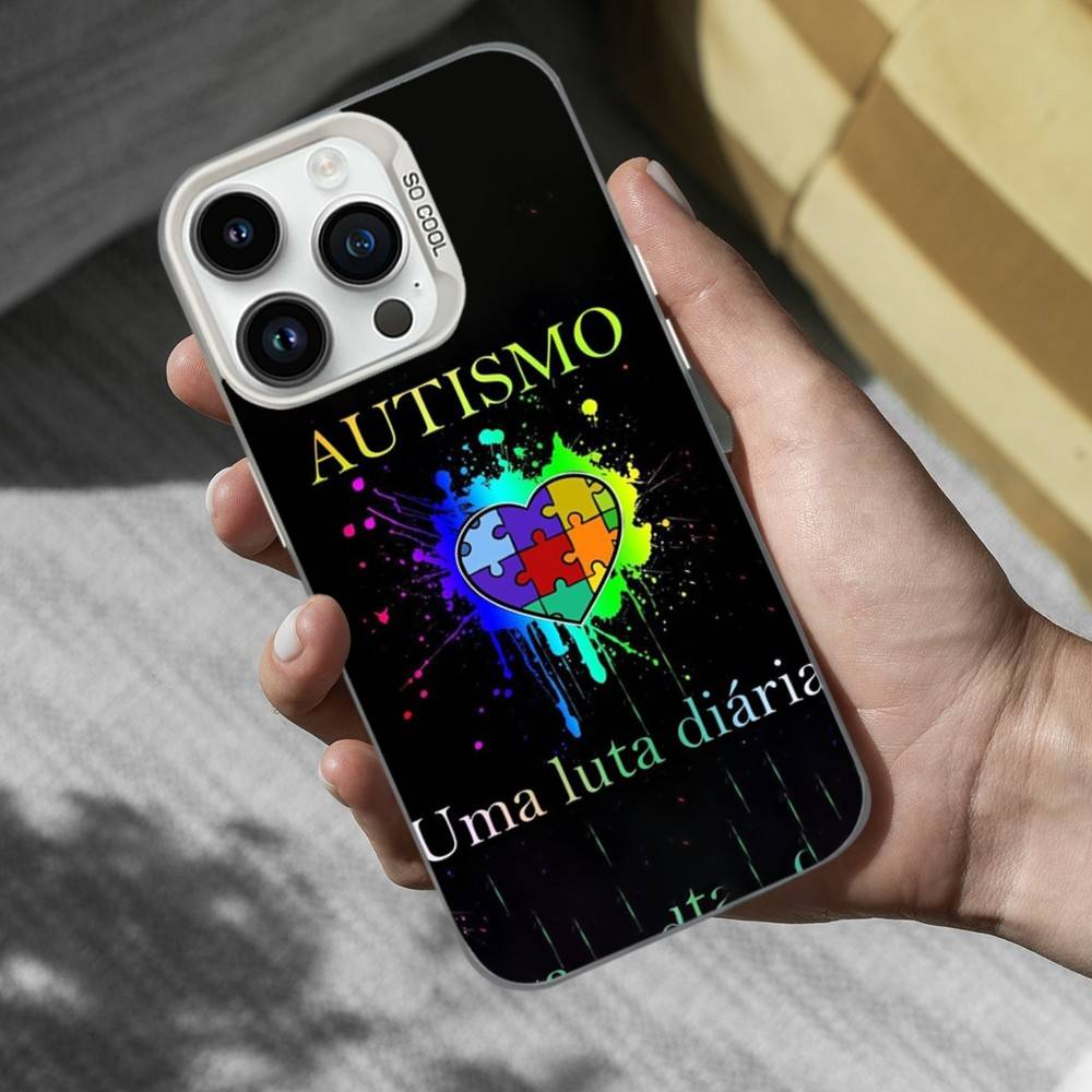 Puzzle Art Support Autism Phone Case For iPhone 16,15,14,13,12,11,Mini,XS,Pro,SE,MAX White Matte Shockproof Cover