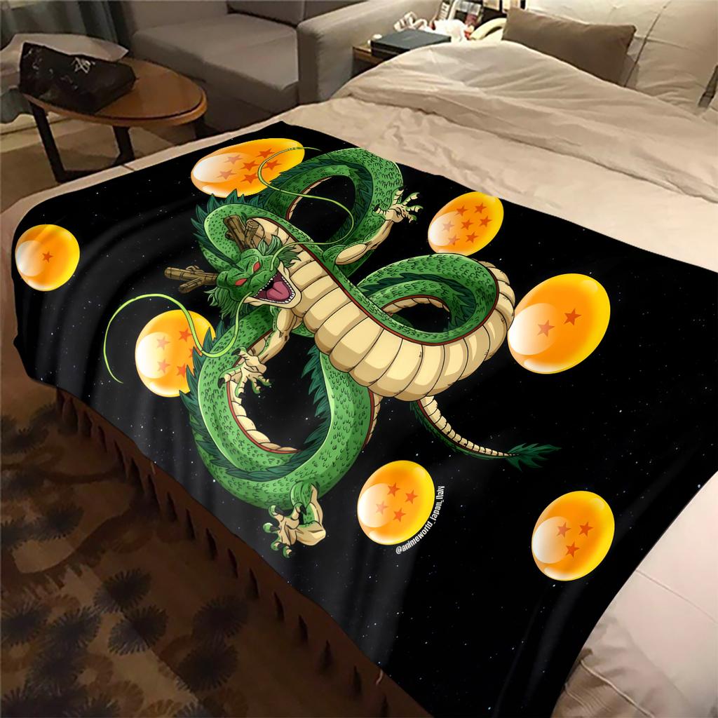1PC Shenron  Print Flannel Blanket, High quality All Seasons, Home Decor, Warmth and Comfort, Perfect for Christmas Gifts