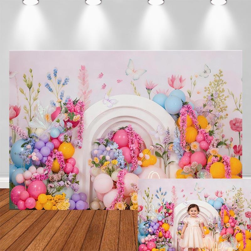 LS Butterfly Garden Backgrounds Cake Smash Kids Adult Photography Props Child Baby Balloon Decors Photo Backdrops