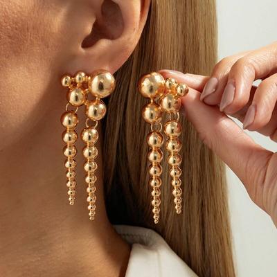 IngeSight.Z Vintage Multilayered Bead Sphere Drop Earrings Women Elegant Gold Color Ball Irregular Earring Pendant Mujer Jewelry