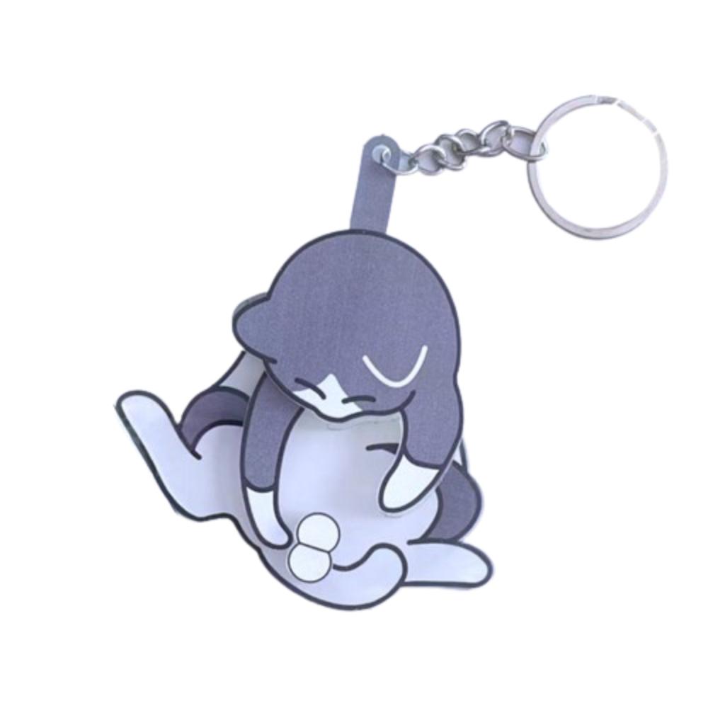 Exquisite Pull Play Egg Cat Keychain Pull Play Jewelry Keychain Funny Trick Cat Bag Pendant  Travel