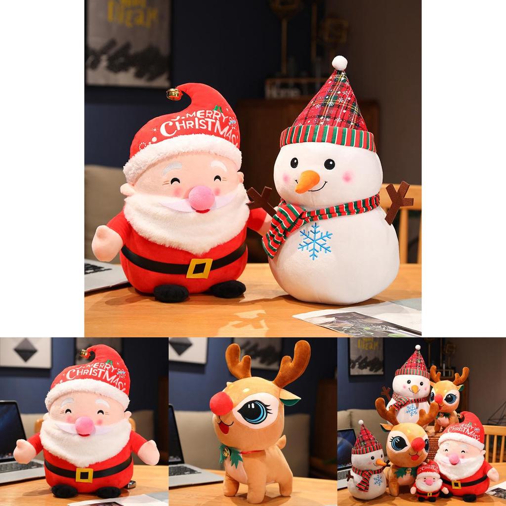 Premium Quality Christmas Santa And Snowman Plush Dolls Cute Designs For Holiday Cheer