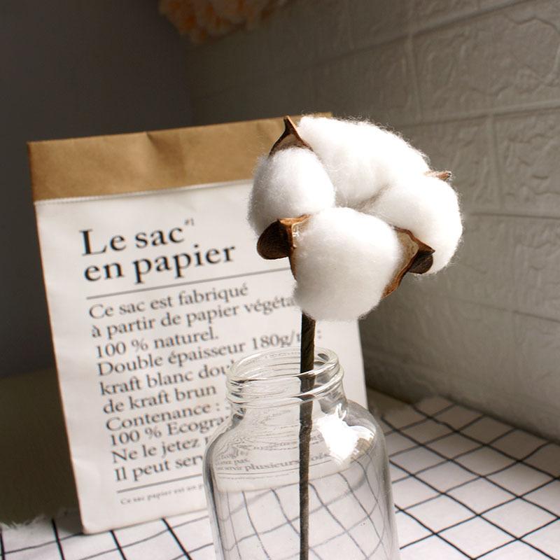Natural Immortal Cotton Dried Flowers, Single Simulated Fake Flower Cotton Head Shooting Props Flower Arrangement Accessories Art Decoration
