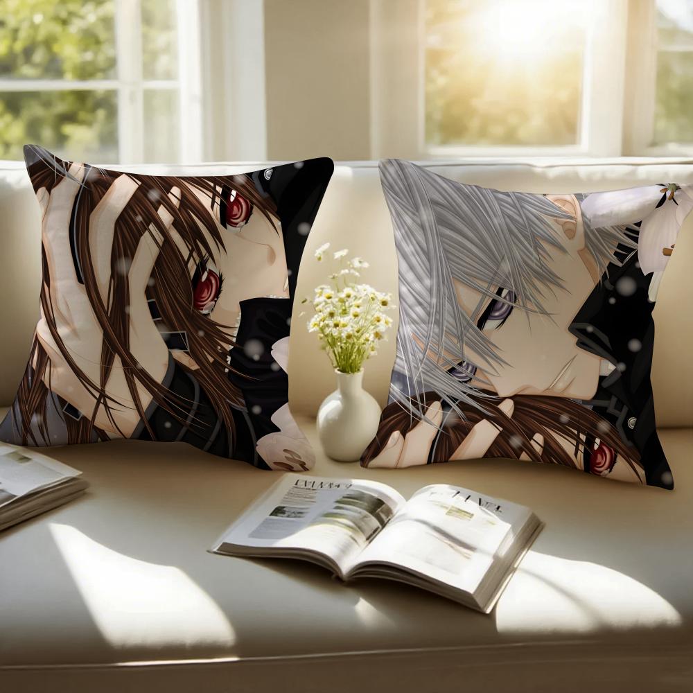 Fashion V-Vampire Knight Anime Cushion Cover Pillowcase Short Plush Invisible Zipper Room Sofa Cushion Cover