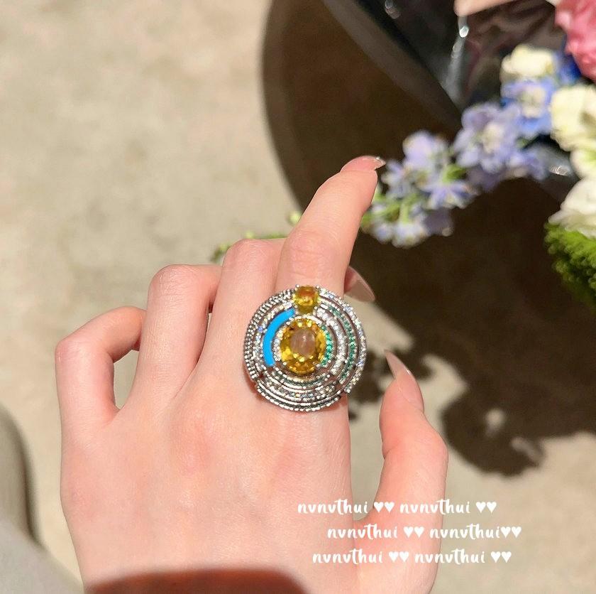 

Кольцо Sotheby s Twilight Yellow Gem Triton Happy Rich Woman с позолотой 18 карат, кольцо с цирконом Deep Sea Blue