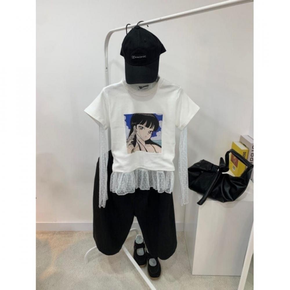C S In The Room Bao prInTIng Crop ShorT Sleeve T ShirT 2Color