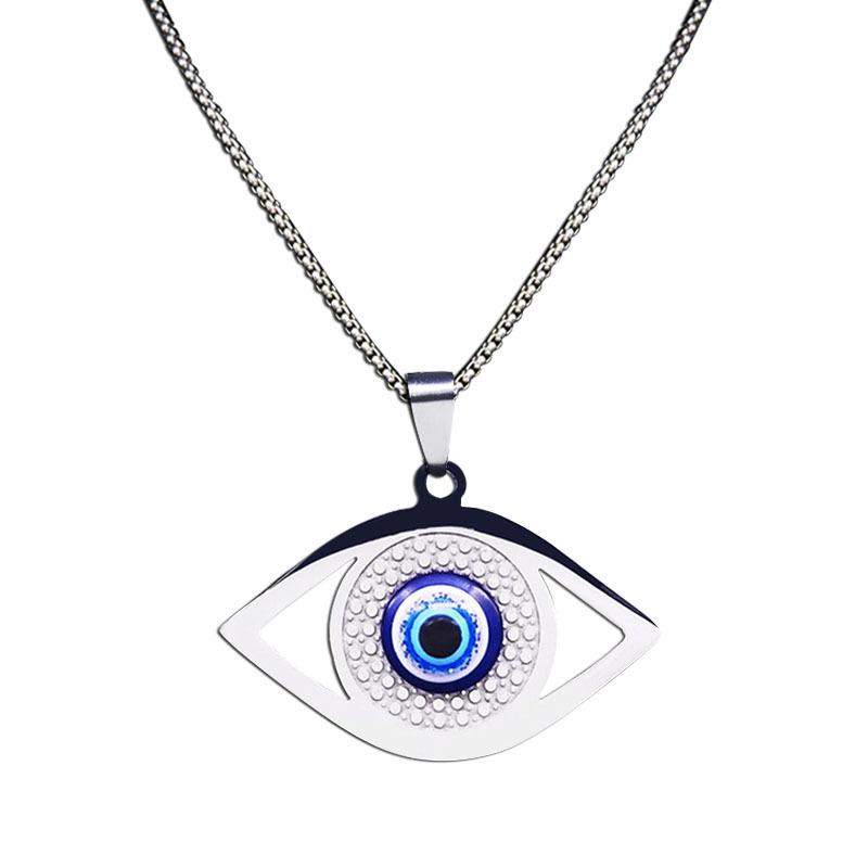 1pc Collier Yeux Bleus Maléfiques Acier Inoxydable Yeux Turcs Bijoux Grecs Yeux Maléfiques