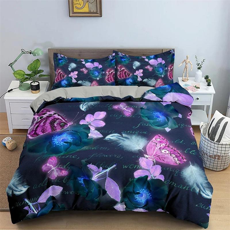 

3D Print Butterfly Pattern Bedding Set Boys Girls Twin Queen Size Duvet Cover Pillowcase Bed Kids Adult Durable 135X200cm