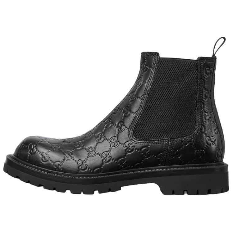 GUCCI Leather Short Chelsea Boots Men`s