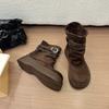 Retro suede platform short boots women's autumn and winter new woven buckle Martin boots versatile and thin motorcycle boots tide