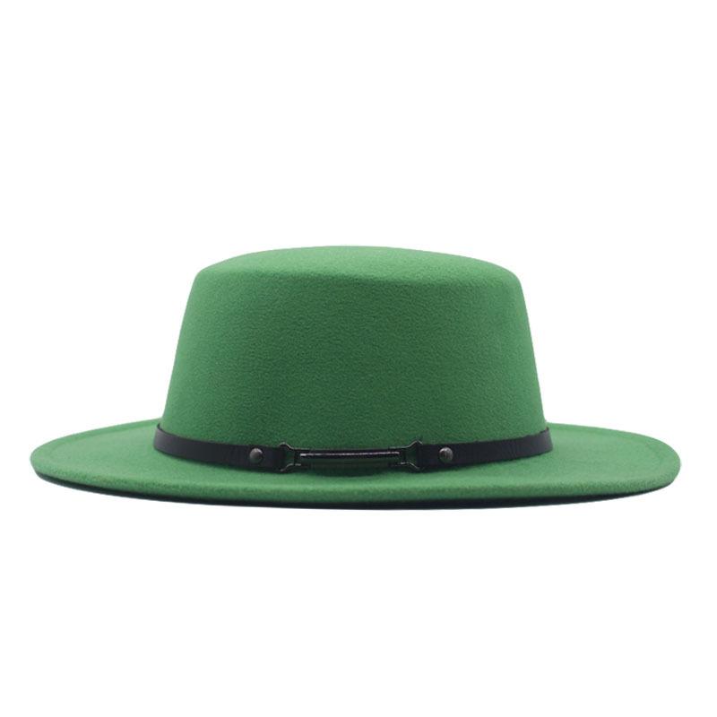 New women's flat-top woolen hat, men's autumn and winter thermal hat, jazz hat, British retro top hat