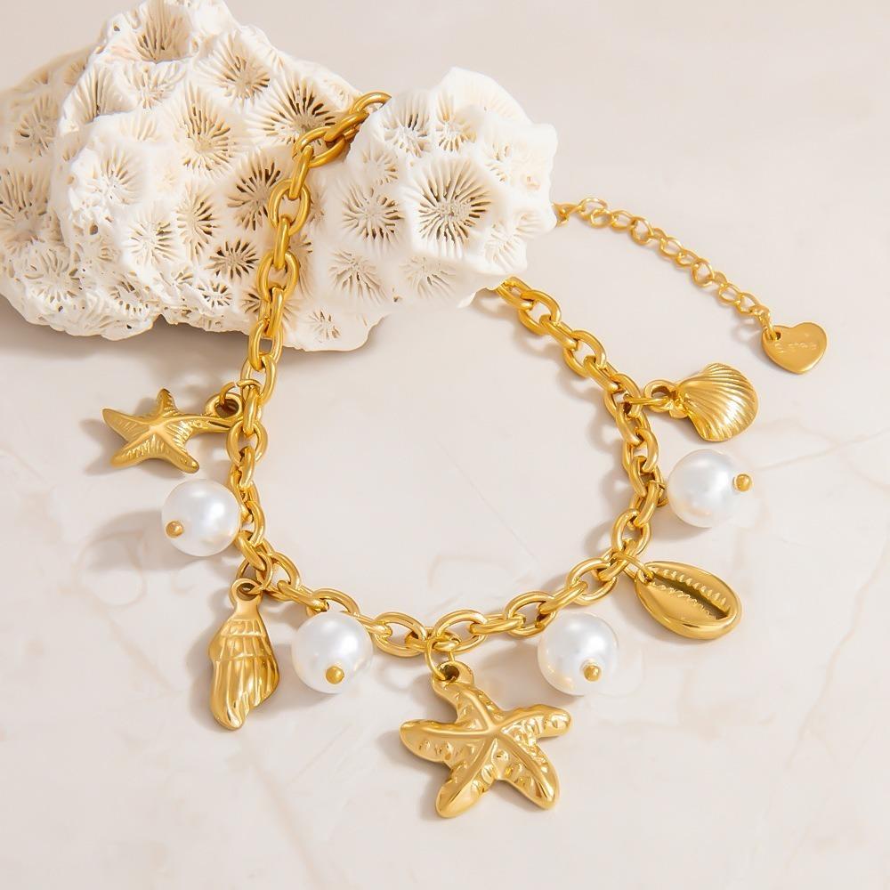 Jewelrry Gift Starfish Charm Bracelets Shell Pearl Pearl Bracelets Fashion Chain Bracelet  Ladies