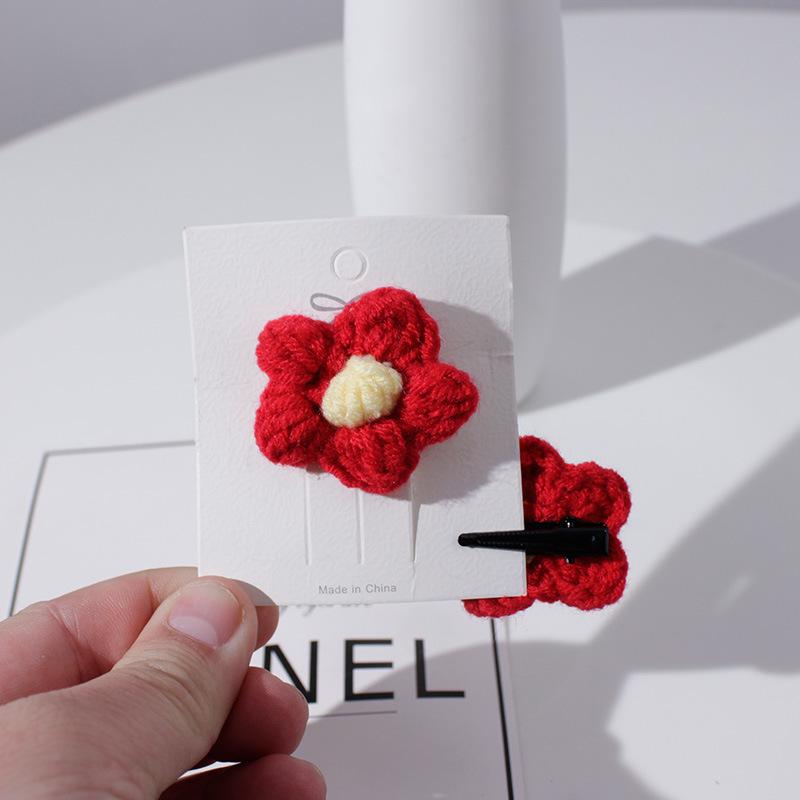 Cute Little Safflower Wool Hairpin Hair Accessories Women'S Japanese Brooch Alloy Hairpin Headband Edge Clip Set