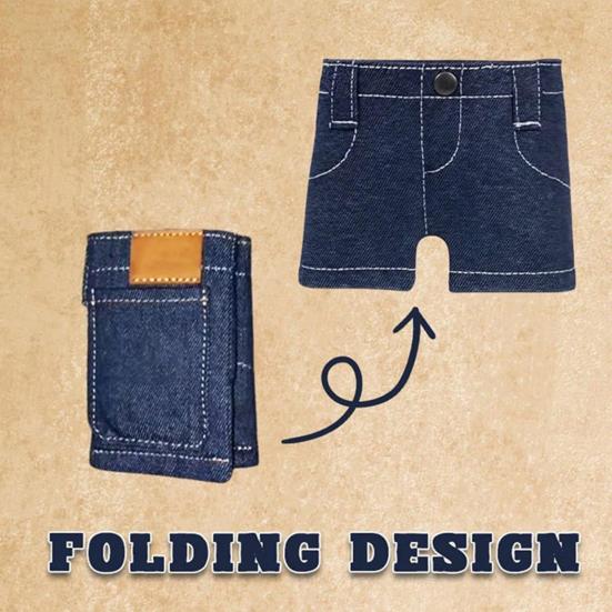 Faltbare Kurze Jeans Geldbörse Retro Jeans Kartenetui Bargeld Münzbörse mit Mehreren Kartenfächern Fächern Geschenk für Männer Frauen