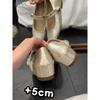 Inner Height Increase of 5cm with Mary Jane Korean Version Retro Versatile Shallow Mouth Single Shoes Women's Evening Shoes