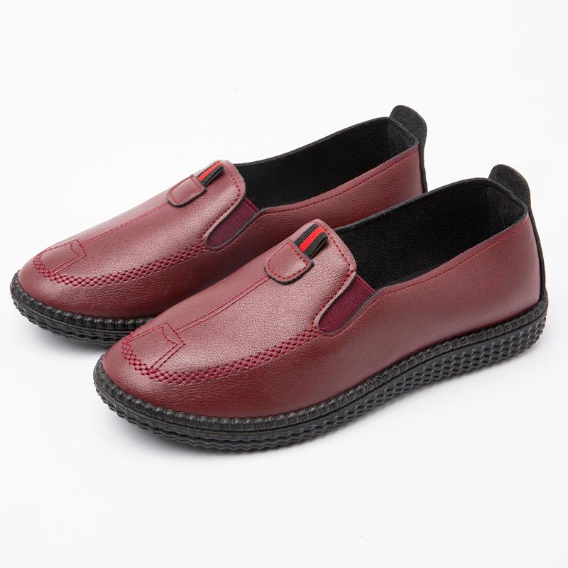 Mom Shoes Soft Sole Soft Surface Small Leather Shoes New Casual One-pedal Flat Shoes Comfortable Middle-aged and Elderly Mother Casual Shoes