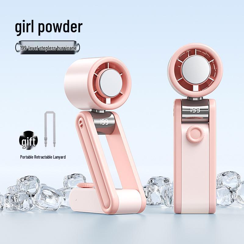 Portable Three-Fold Cooling Mini Fan with 199 Speeds - Wearable Neck-Hanging Design & Ice Pack Feature for Outdoor Use Y30