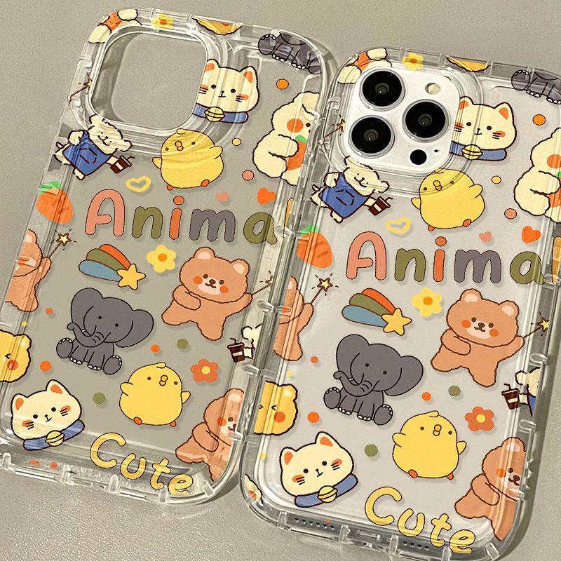 Cute Little Animals Apply To iPhone17ProMax Airbag Mobile Phone Case 14Pro Apple 13/15 Factory