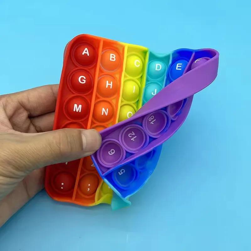2-in-1 Fidget Toy: Letters & Numbers Push Bubble Sensory Board for Math Learning, Kids Educational Toys