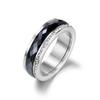 Classic Titanium Stainless Steel White/Black Ceramics Ring Jewelry CZ Crystal Wedding Engagement Rings For Women