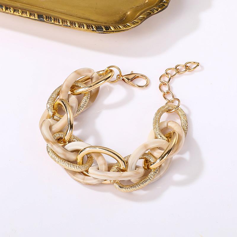 Accessories, Acrylic Leopard Geometric Colored Aluminum Chain Bracelet, Hip Hop Rough Jewelry For Women