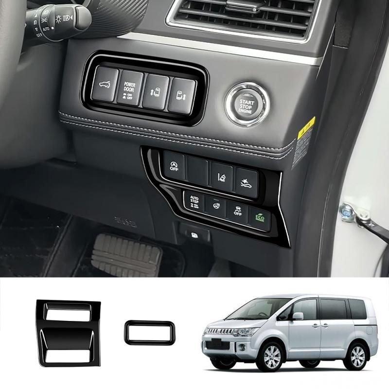 Правый руль Для Mitsubishi Delica D:5  2024 2025 Панель кнопок переключателя фар Накладка на панель управления водителя Наклейка на рамку Декоративная накладка RHD ABS black